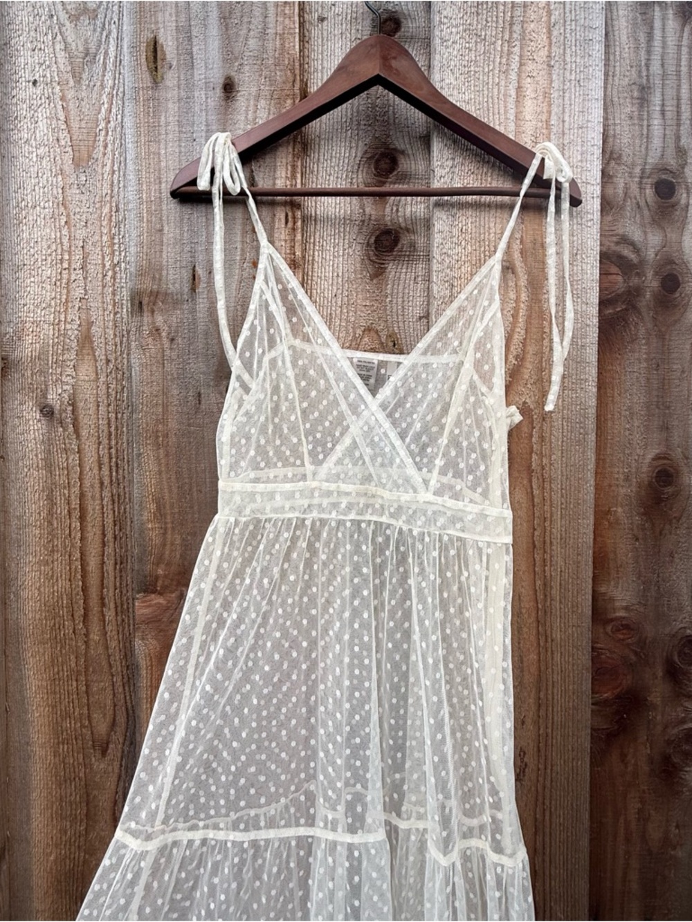 Ivory Cream Swiss Dot Sheer Maxi Slip Dress 🌿 - Picture 3 of 11